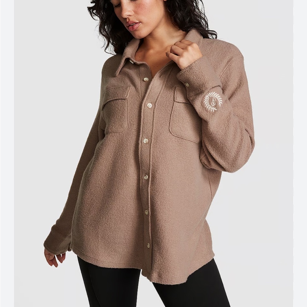 PINK Victoria's Secret Brown Button Down Shirt